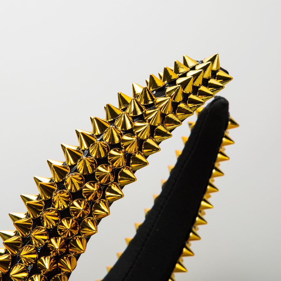 Wholesale Gothic Rivet Sponge Baroque Ball Catwalk Headband